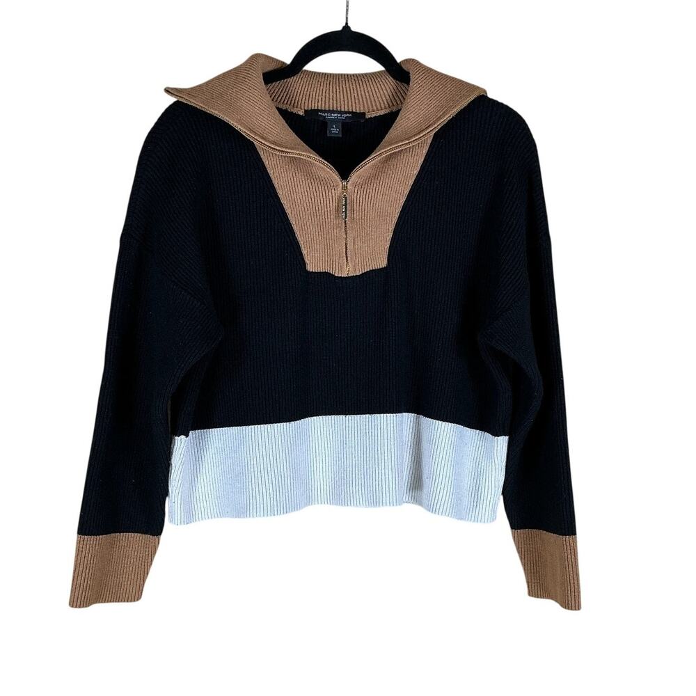 Marc New York Andrew Marc Sweater Women’s Large Colorblock Quarter Zip Pullover